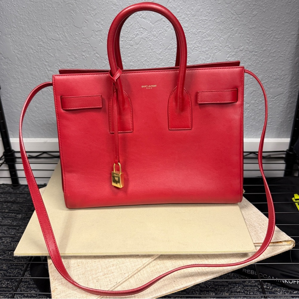 YSL Sac De Jour in rouge red - Small satchel strap - Picture 1 of 8